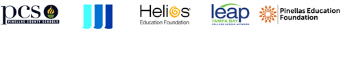 Partner Logos: PCS, Jacobson Foundation, Helios Education Foundation, LEAP Tampa Bay and Pinellas Education Foundation 